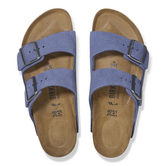 Birkenstock Unisex Arizona Suede Leather Purple Dusk/Blue Double Strap Sandals💜 - Picture 12 of 15